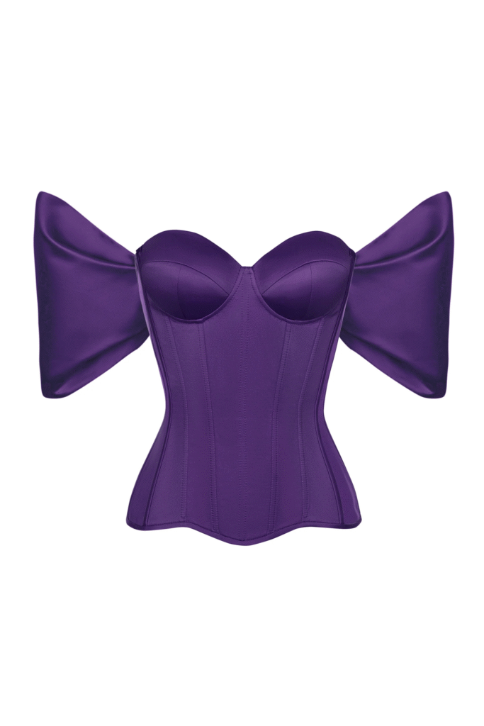 Purple Corset Top with Detachable Off Sleeves
