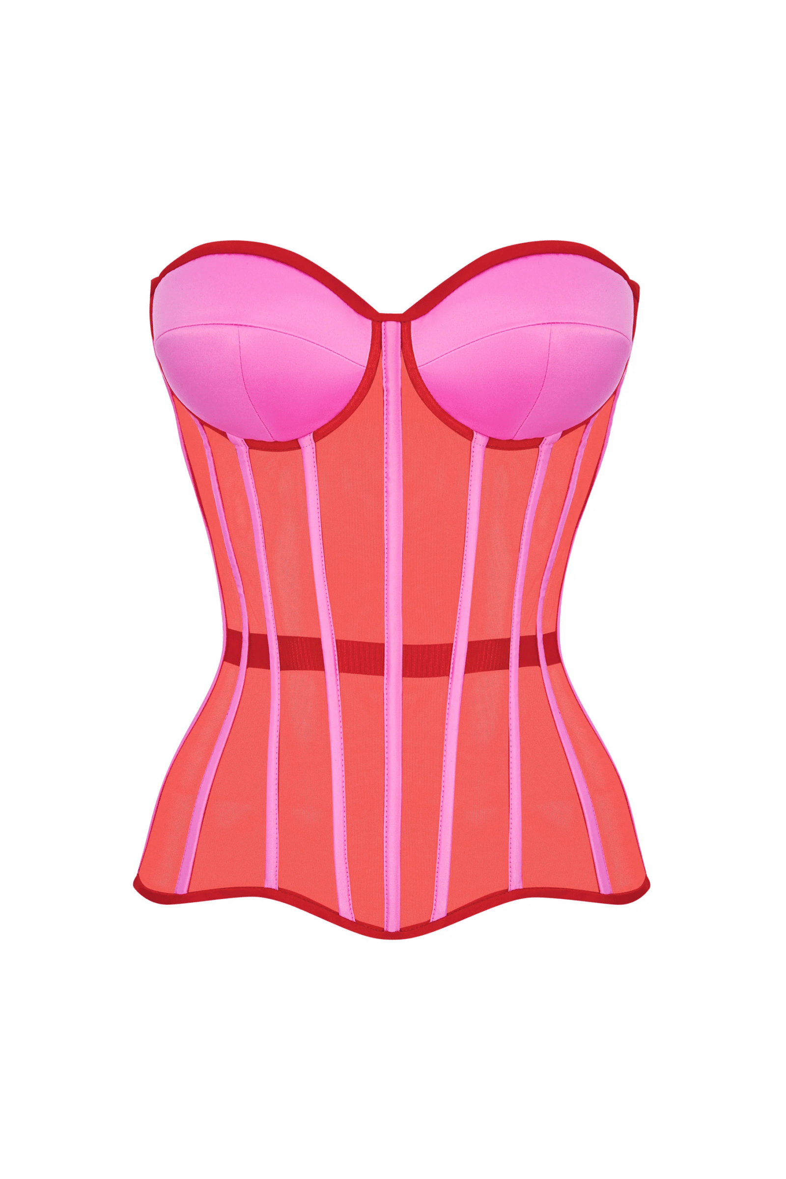 Red Corset Top with Pink Satin Cups Red Corset Top with Pink Satin Cups