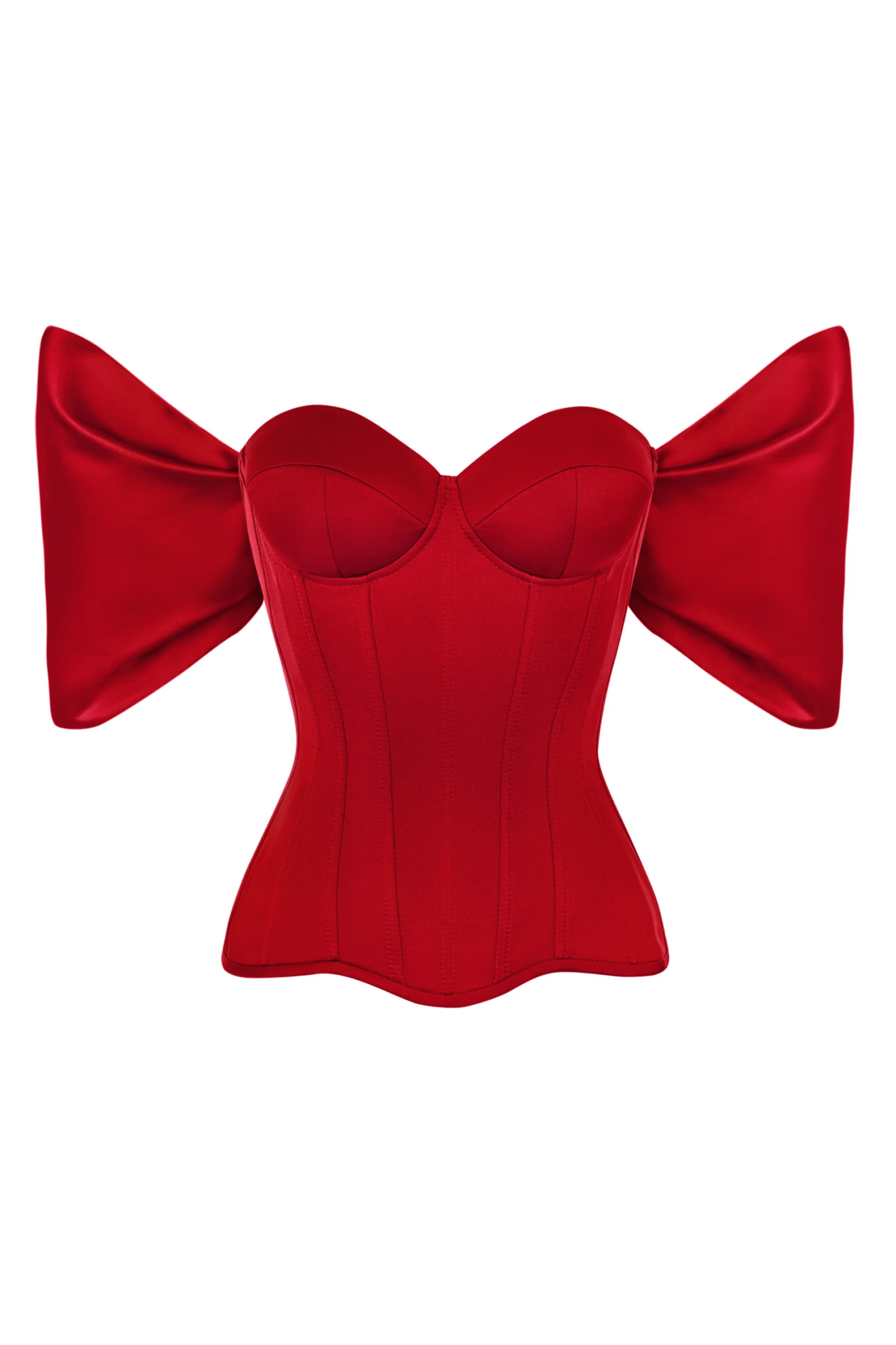 Red Satin Corset Top with off the Shoulders Red Satin Corset Top with off the Shoulders