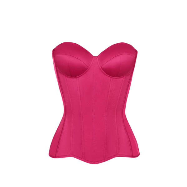 Shocking Pink Satin Corset with Cups