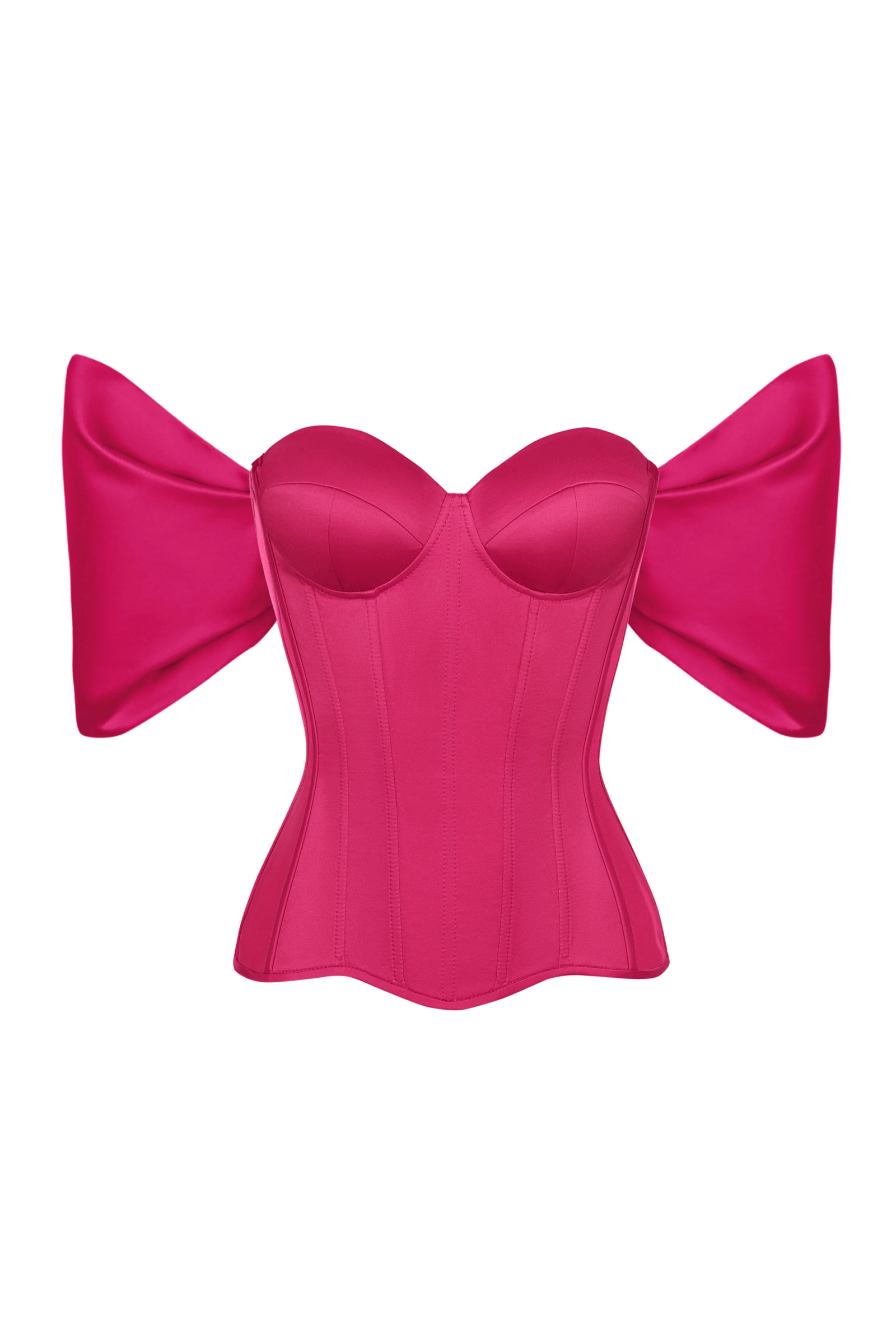 Shocking Pink Satin Corset with Detachable Sleeves Shocking Pink Satin Corset with Detachable Sleeves