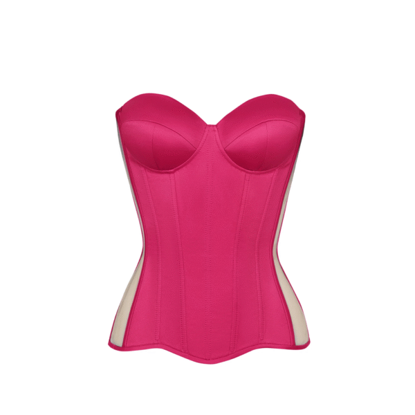 Shocking Pink Satin Corset with Transparent Back