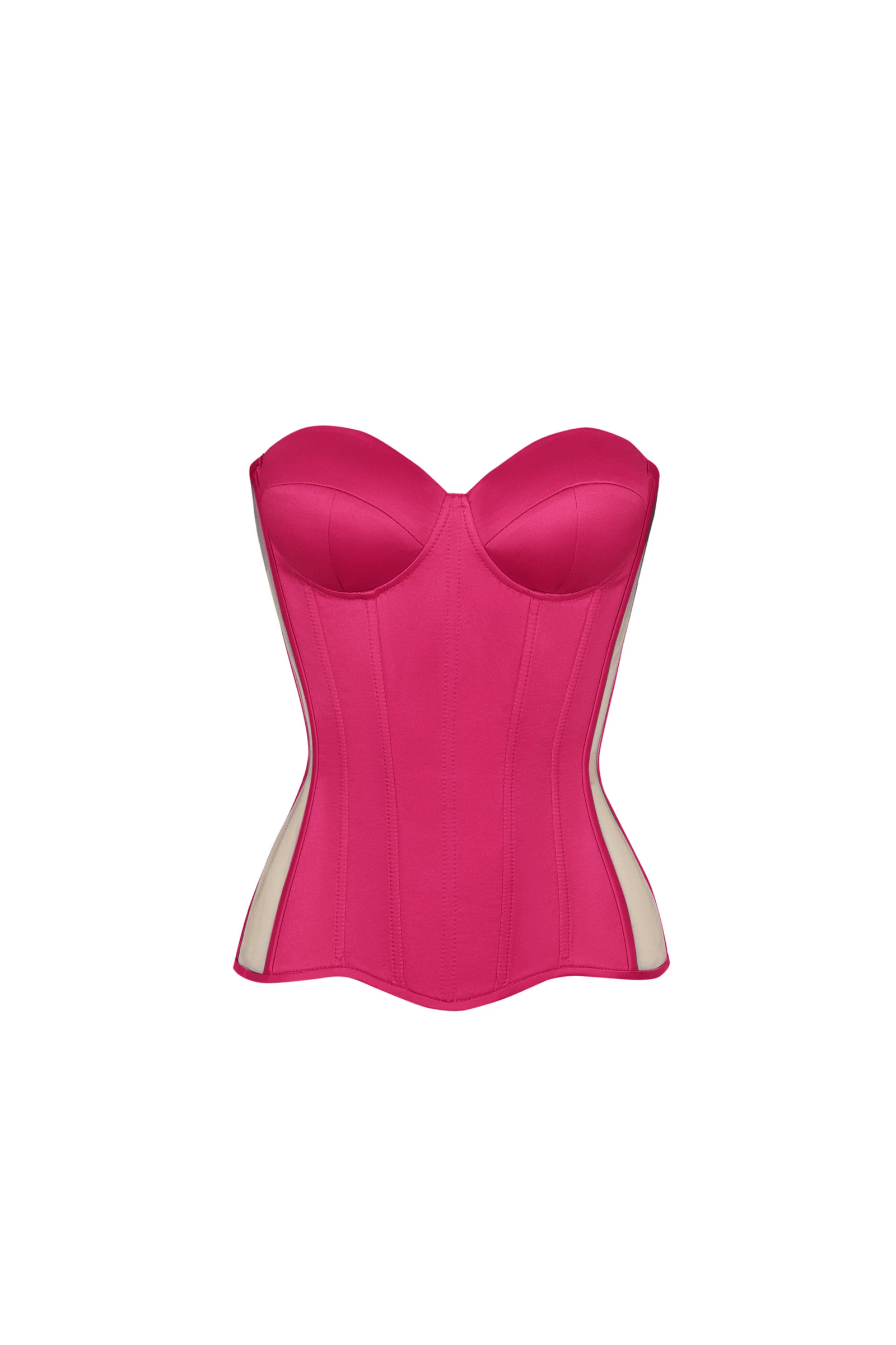 Shocking Pink Satin Corset with Transparent Back Shocking Pink Satin Corset with Transparent Back