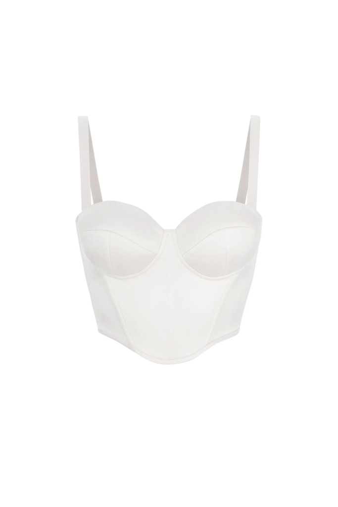 White Short Satin Bustier Top Corset