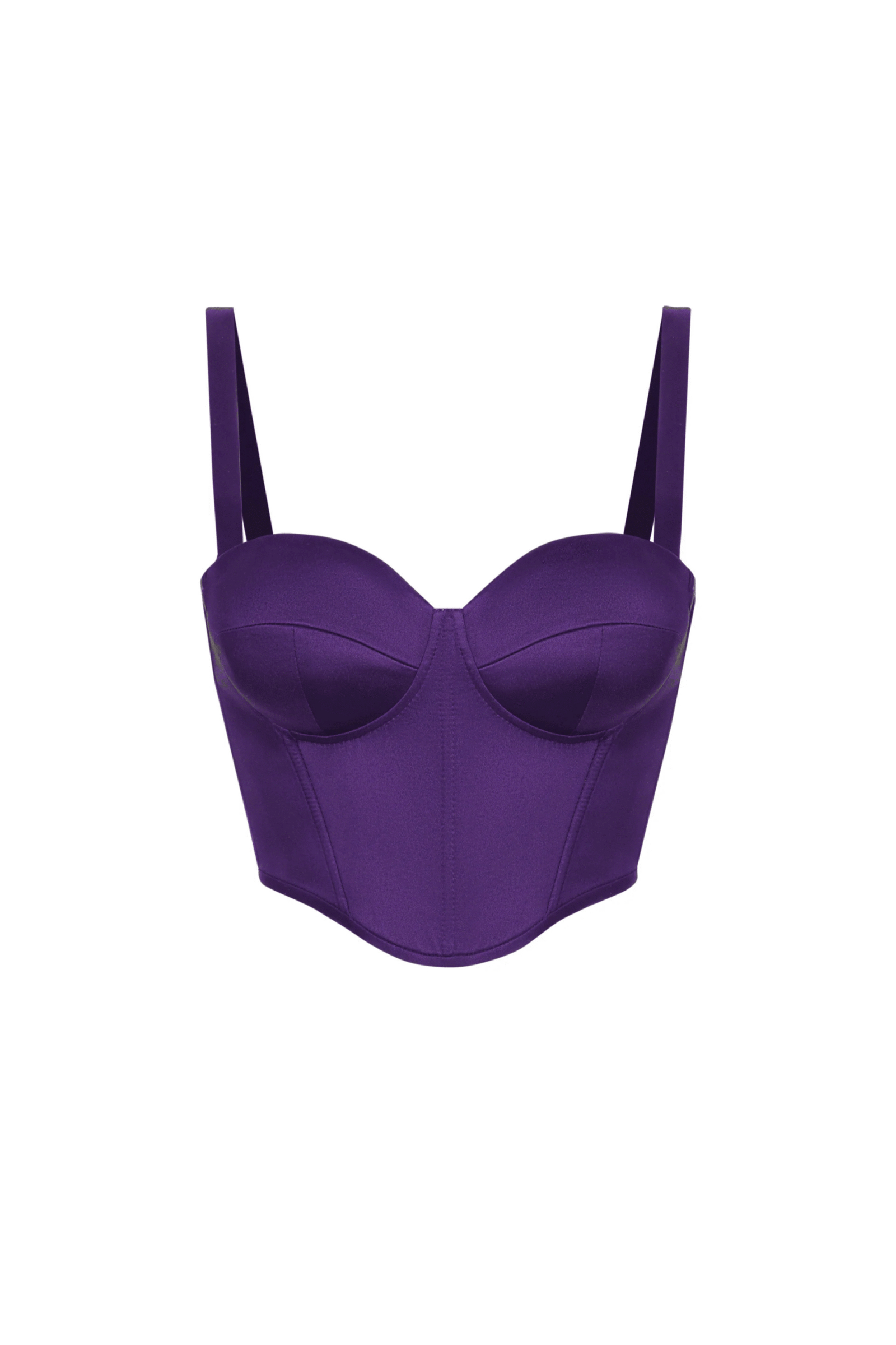 Purple Short Satin Bustier Top Corset with Shoulder Straps Purple Short Satin Bustier Top Corset with Shoulder Straps