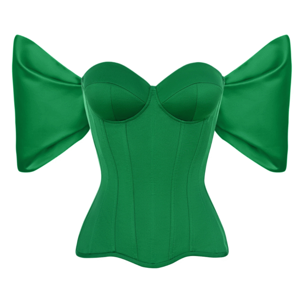 Green Overbust Corset Top with Sleeves