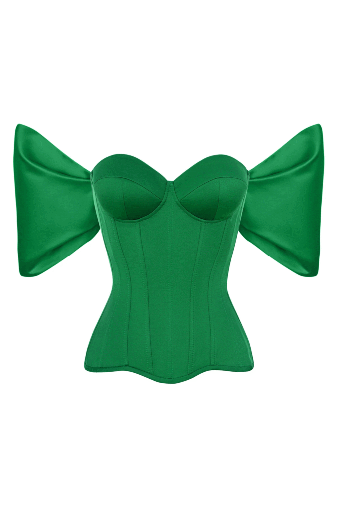 Green Overbust Corset Top with Sleeves