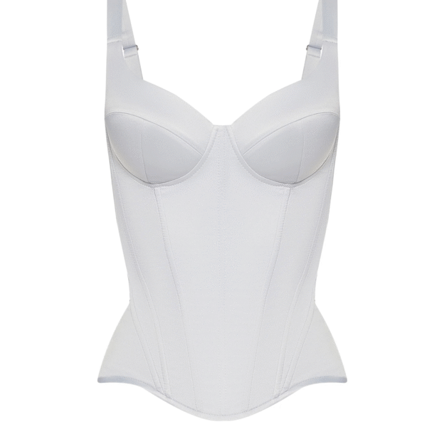 Light Grey Satin Corset Top with Fixed Shoulder Straps