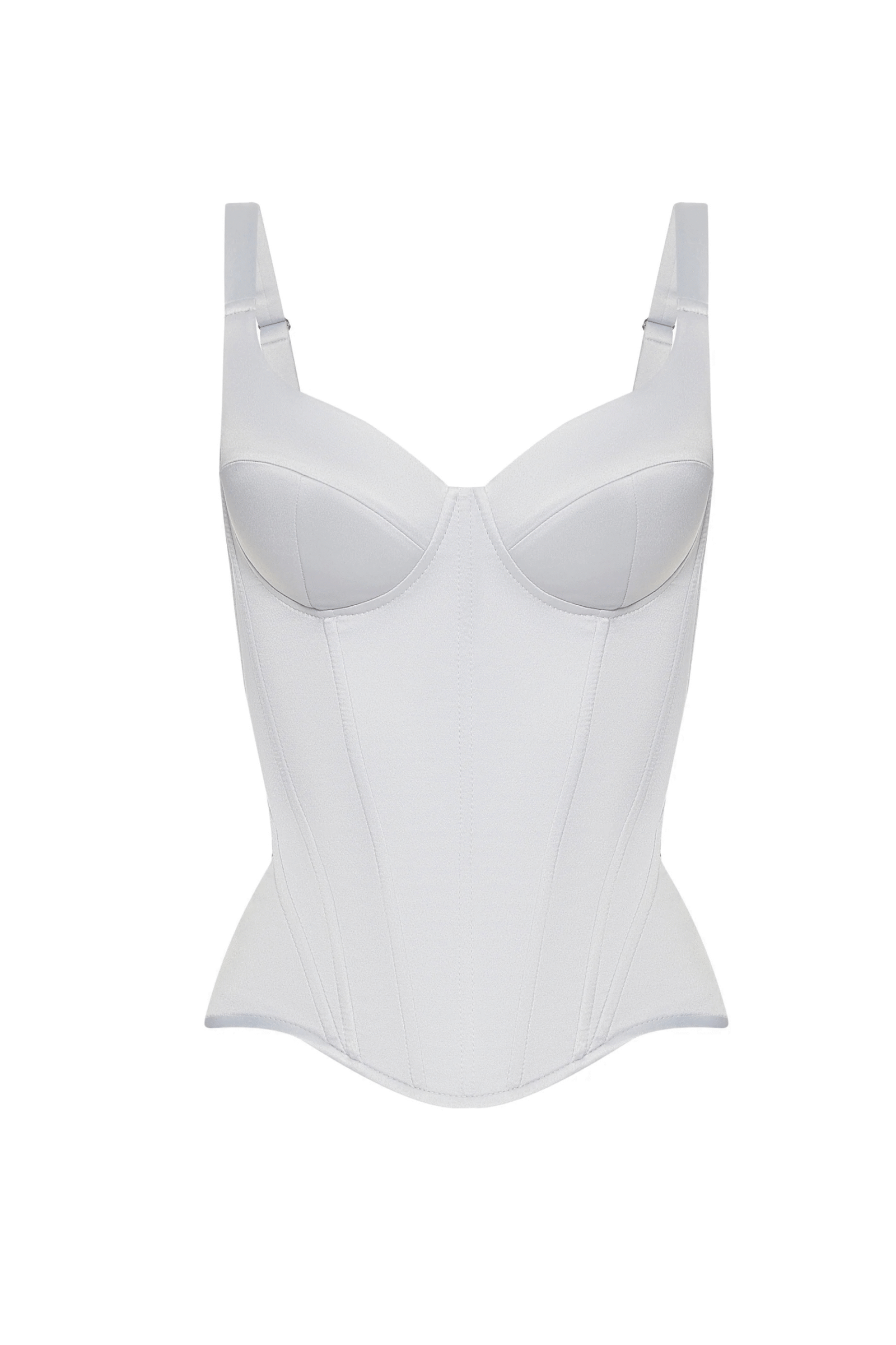 Light Grey Satin Corset Top with Fixed Shoulder Straps Light Grey Satin Corset Top with Fixed Shoulder Straps
