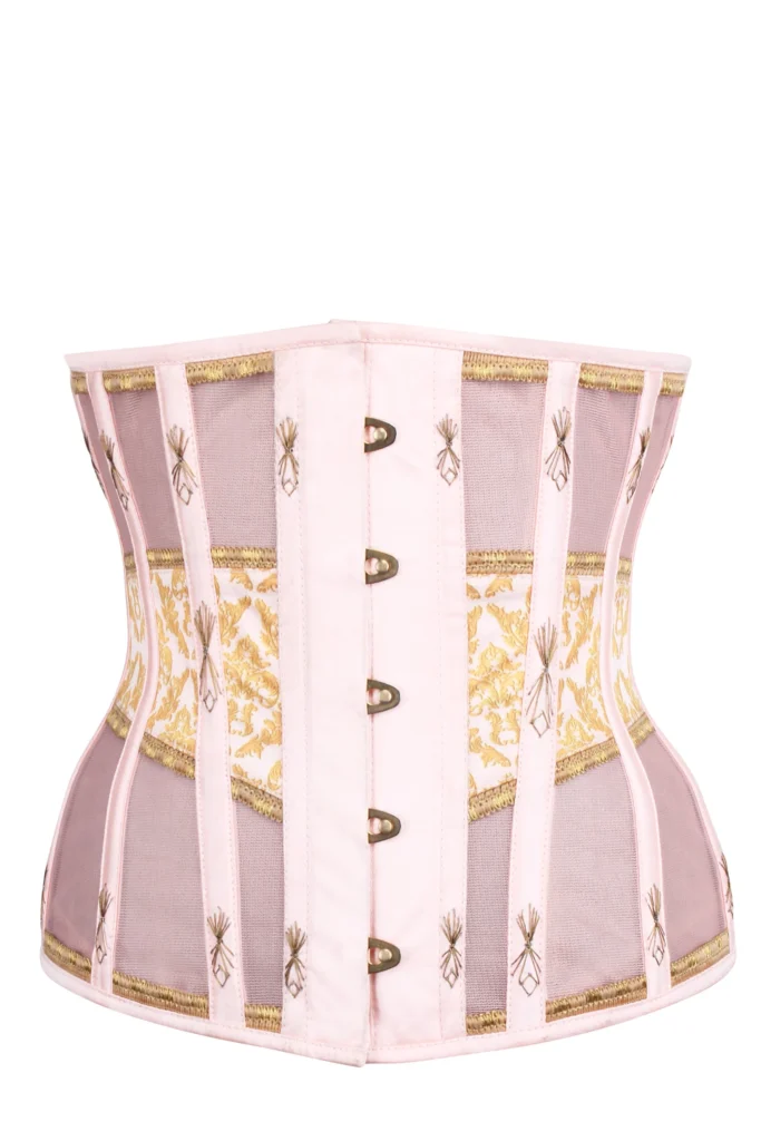 Historical Peach and Gold Underbust Corset With Flossing