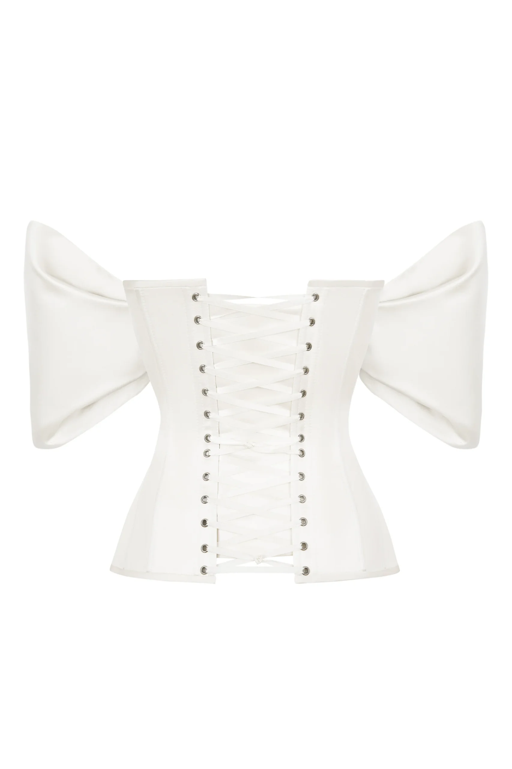 White Satin Sleeved Corset Top with Cups White Satin Sleeved Corset Top with Cups