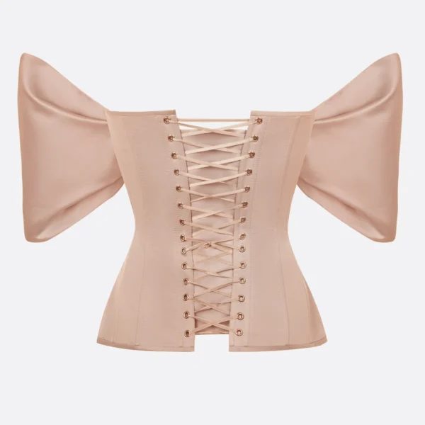 Beige Overbust Corset with Detachable Sleeves