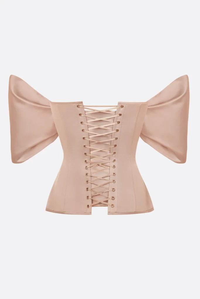Beige Overbust Corset with Detachable Sleeves