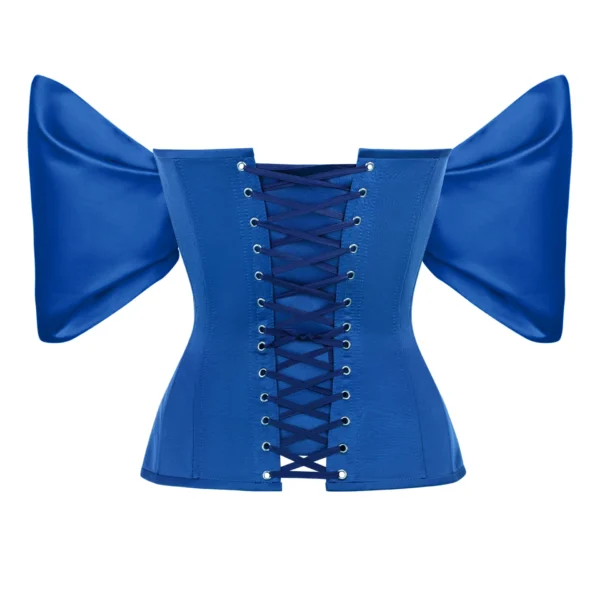 Blue Corset Top in Satin with Detachable Off Sleeves