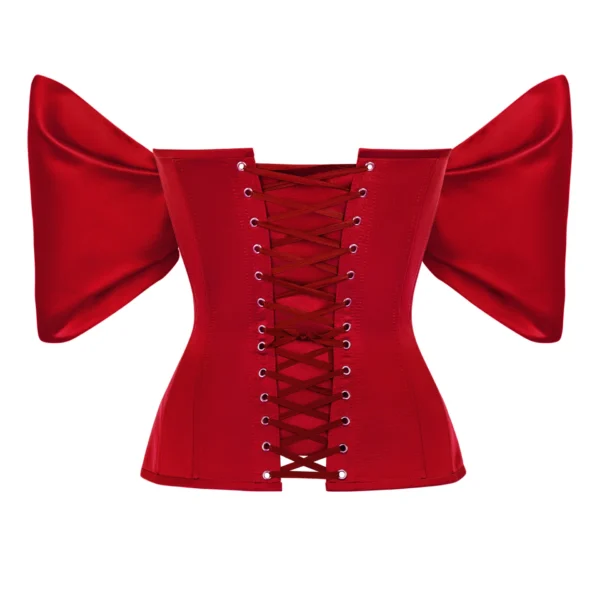 Red Satin Corset Top with off the Shoulders