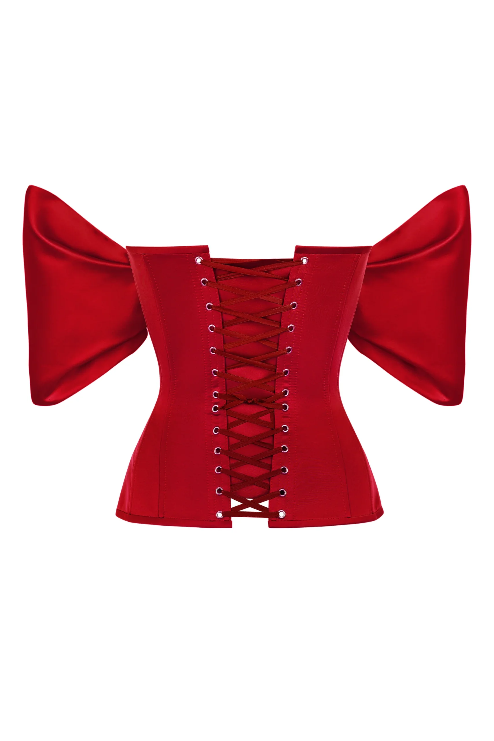 Red Satin Corset Top with off the Shoulders Red Satin Corset Top with off the Shoulders