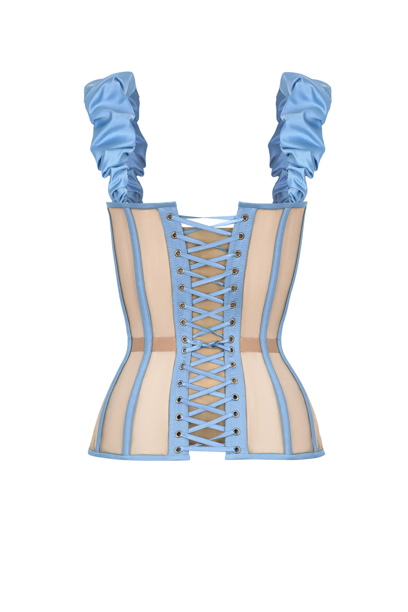 Jeans Blue Corset with Satin Reliefs and Detachable Straps Jeans Blue Corset with Satin Reliefs and Detachable Straps