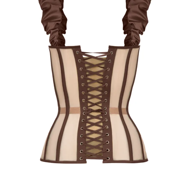 Brown Corset with Satin Cups and Detachable Straps