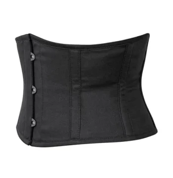 Short Black Cotton Waspie Waist Cincher Corset