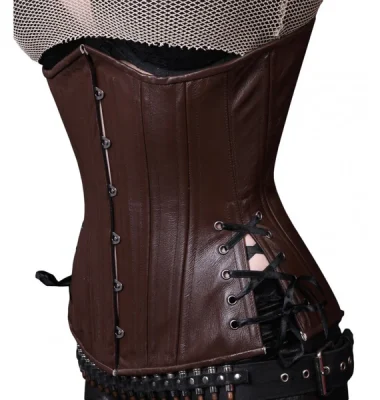 Brown Leather Slim Long Corset