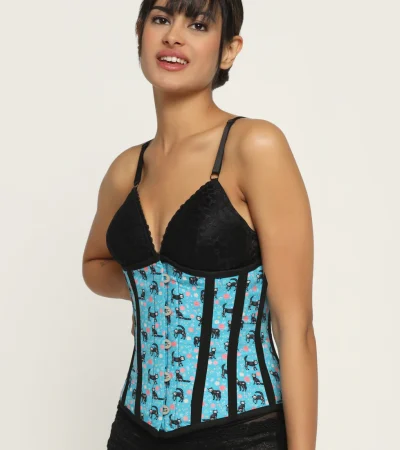 Cat Printed Plus Size Underbust Corset
