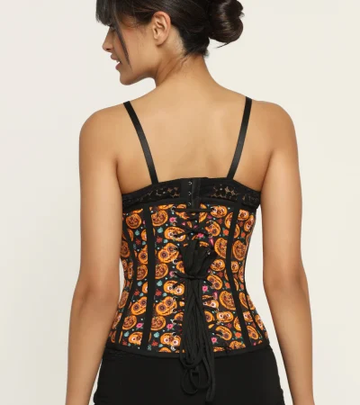 Pumpkin Flower Printed Underbust Corset