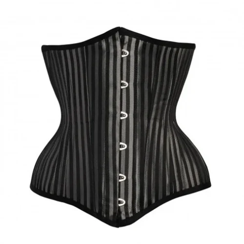 Black Silver Brocade Underbust Corset waists-trainer.com