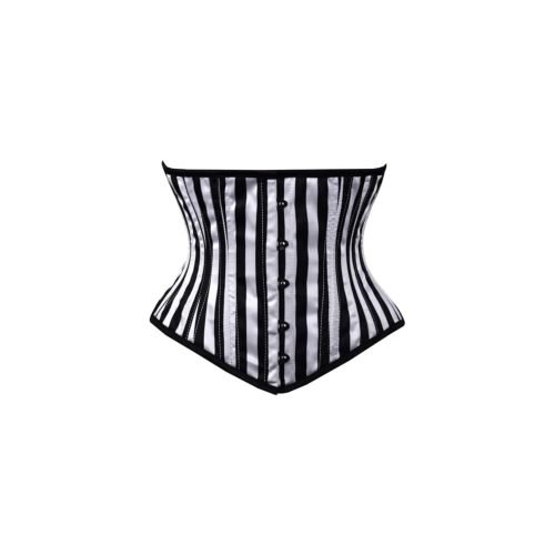 Striped corset black & white waspie waist trainer corset waists-trainer.com