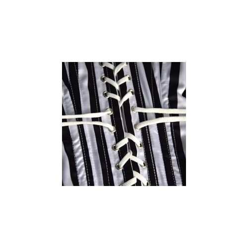 Striped corset black & white waspie waist trainer corset waists-trainer.com