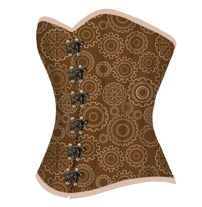 Gear Printed Waist Reducing Overbust Corsets