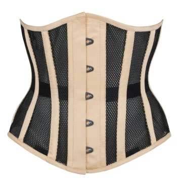 Hemp Beige Taffeta & Black Mesh Underbust Corset Hemp Beige Taffeta & Black Mesh Underbust Corset