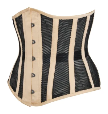 Hemp Beige Taffeta & Black Mesh Underbust Corset Hemp Beige Taffeta & Black Mesh Underbust Corset