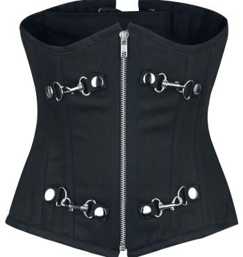 Black Cotton Zipper Front Steel Boned Underbust Corset Black Cotton Zipper Front Steel Boned Underbust Corset