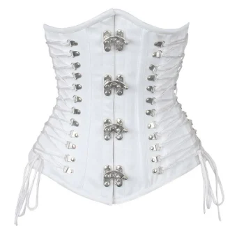 White Cotton Longline Waist Trainer Corset with Criss Cross