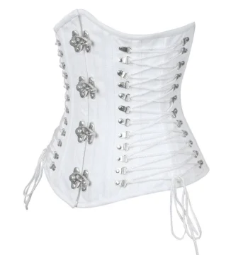 White Cotton Longline Waist Trainer Corset with Criss Cross