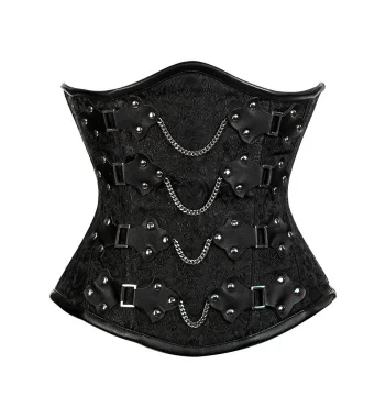 Black Brocade Plus Size Steampunk Underbust Corset Black Brocade Plus Size Steampunk Underbust Corset
