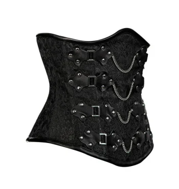 Black Brocade Plus Size Steampunk Underbust Corset Black Brocade Plus Size Steampunk Underbust Corset