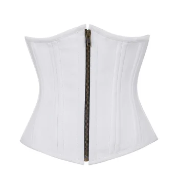 White Waist Training Plus Size Corset With Antique Zipper White Waist Training Plus Size Corset With Antique Zipper