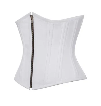 White Waist Training Plus Size Corset With Antique Zipper White Waist Training Plus Size Corset With Antique Zipper