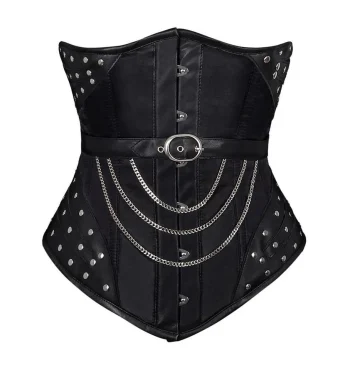 Black Steampunk Gothic Satin Underbust Corset Black Steampunk Gothic Satin Underbust Corset