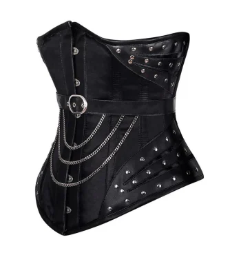 Black Steampunk Gothic Satin Underbust Corset Black Steampunk Gothic Satin Underbust Corset