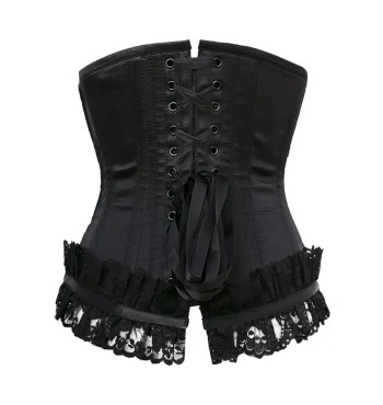 Black Satin Underbust Corset With Lace & Bow Black Satin Underbust Corset With Lace & Bow