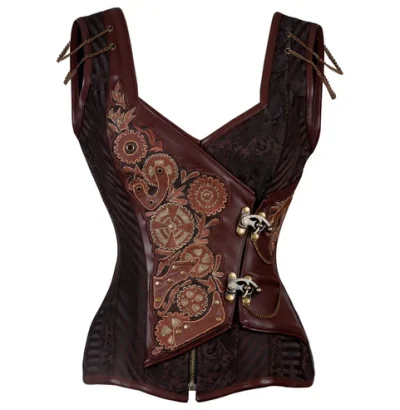 C-Lock Front Steampunk Steel Boned Overbust Corset