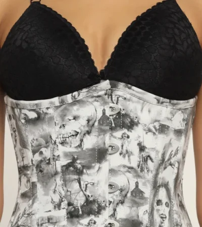 Quatrefoil Printed Waist Reducing Underbust Corset