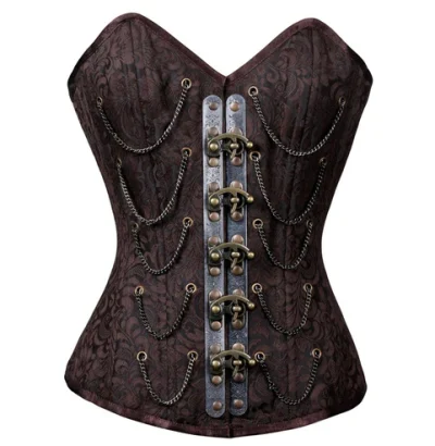 Steel Boned Steampunk Waist Training Overbust Corset