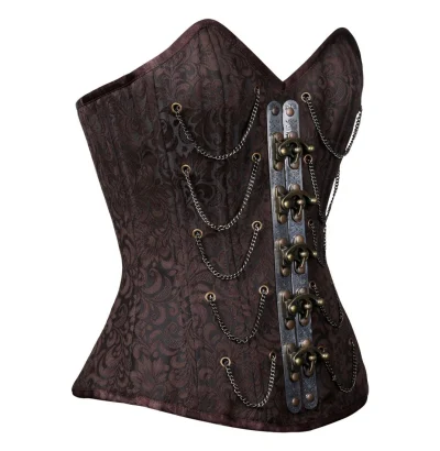 Steel Boned Steampunk Waist Training Overbust Corset