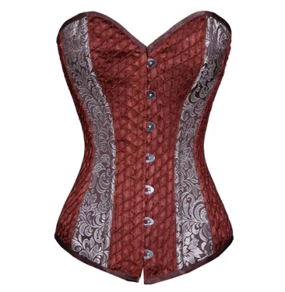 Steampunk Overbust Long Lined Corset Coffee
