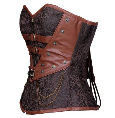 Zipper Front Steampunk Overbust Corset