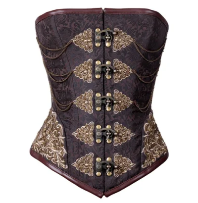 Embroided Steampunk Authentic Steel Boned Overbust Corset