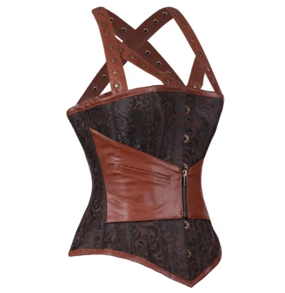 Zipper Belt Steampunk Steel Boned Overbust Corset